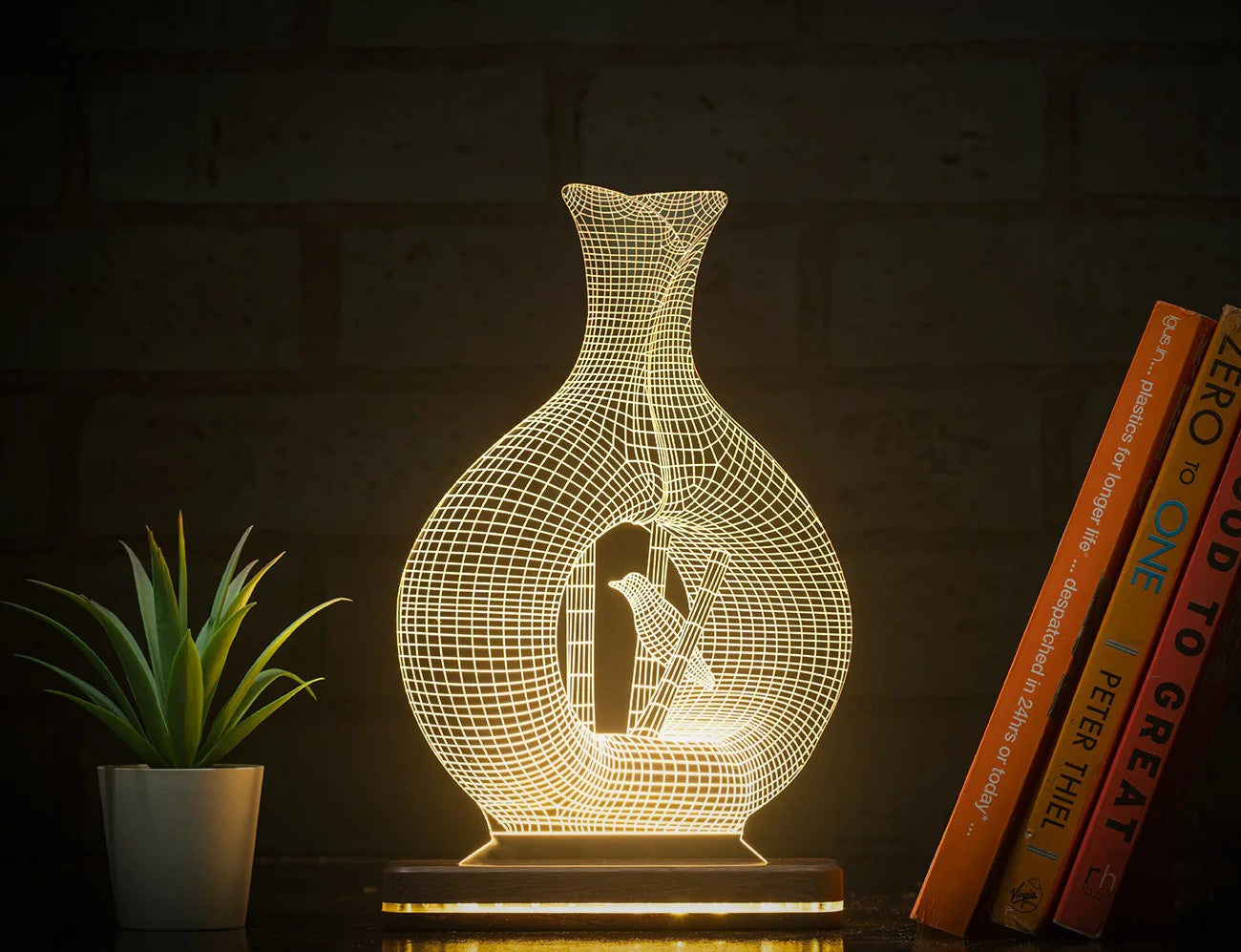 Humming Bird Modern Home Decor Aesthetic Table LIT 3D Illusion Lamp