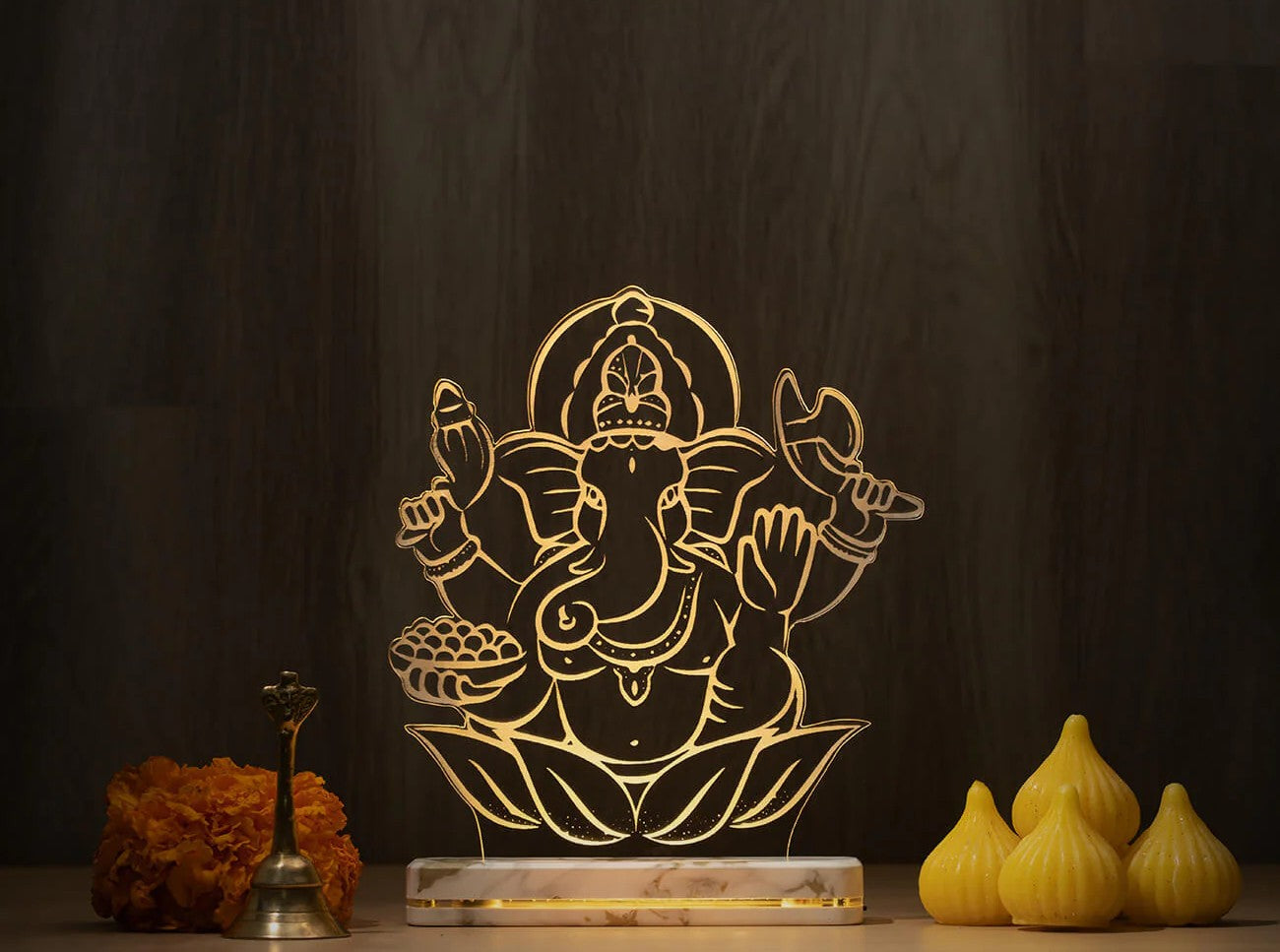 Ganpati Home Decoration Lighting LIT 3D Illusion Lamp