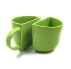 Unique Ceramic Coffee Mugs Cum Half Tea Cups (Set of 2) (white,Green)