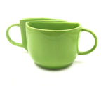 Unique Ceramic Coffee Mugs Cum Half Tea Cups (Set of 2) (white,Green)