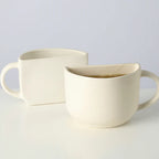 Unique Ceramic Coffee Mugs Cum Half Tea Cups (Set of 2) (white,Green)