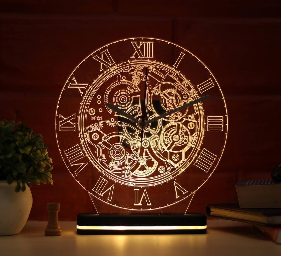 LIT Clock Mechanism Lamps 3D Illusion Lamp