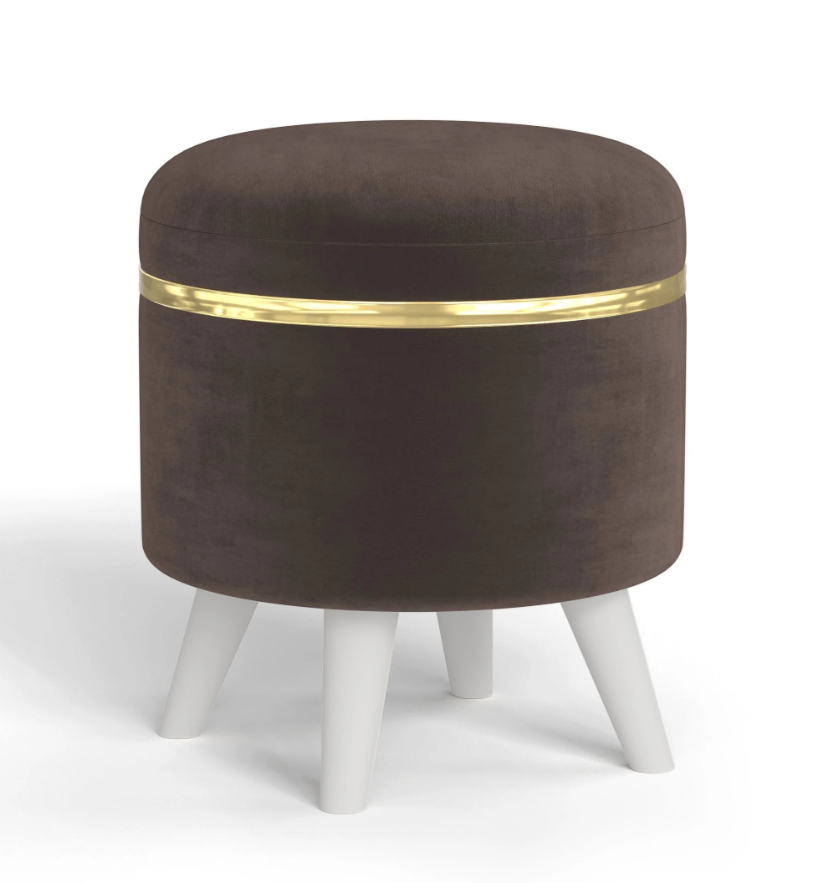 Noah Round Engineered Wood Multipurpose Ottoman Pouffes Stool/Sitting Furniture Footrest Seat Pouf Puffy Foam Foot Stool with 4 Legs for Living Room Decor Home Furniture