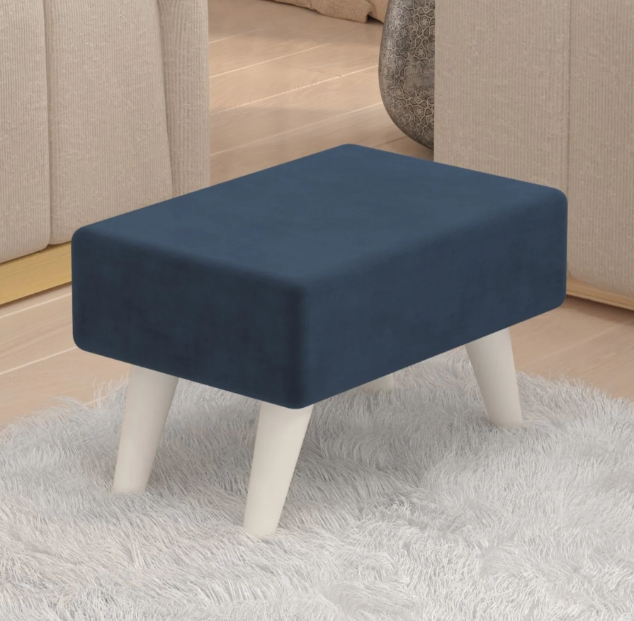 Ottoman Pouffes Stool/Sitting Furniture Footrest Seat Pouf Puffy Foam Foot Stool with 4 Legs for Living Room Decor Home Furniture(Blue/Grey).