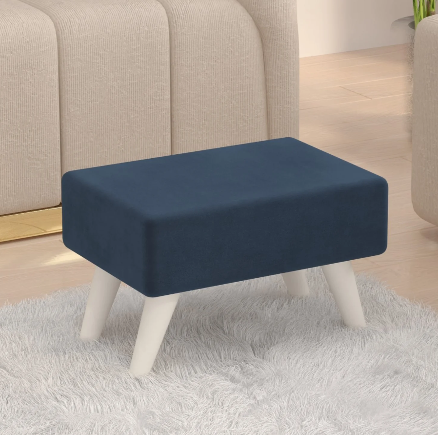 Ottoman Pouffes Stool/Sitting Furniture Footrest Seat Pouf Puffy Foam Foot Stool with 4 Legs for Living Room Decor Home Furniture(Blue/Grey).