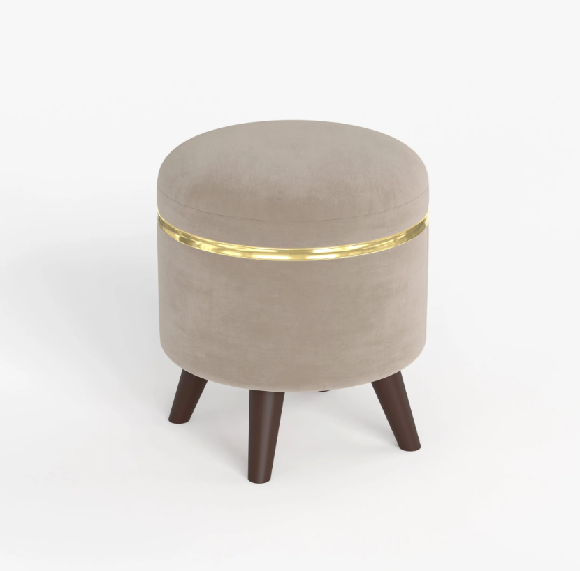 Noah Round Engineered Wood Multipurpose Ottoman Pouffes Stool/Sitting Furniture Footrest Seat Pouf Puffy Foam Foot Stool with 4 Legs for Living Room Decor Home Furniture
