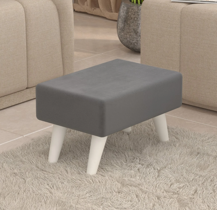 Ottoman Pouffes Stool/Sitting Furniture Footrest Seat Pouf Puffy Foam Foot Stool with 4 Legs for Living Room Decor Home Furniture(Blue/Grey).