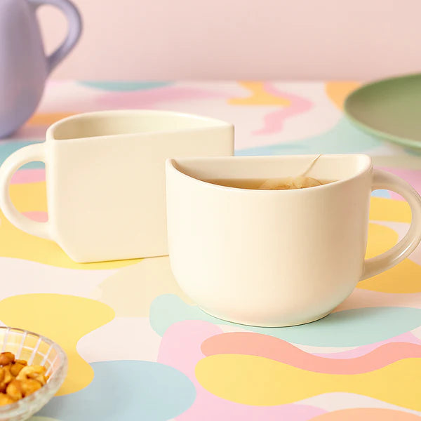 Unique Ceramic Coffee Mugs Cum Half Tea Cups (Set of 2) (white,Green)