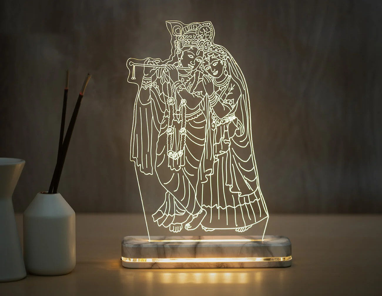 Lord Radha Krishna photo Home Decoration Lighting LIT 3D Illusion Lamp